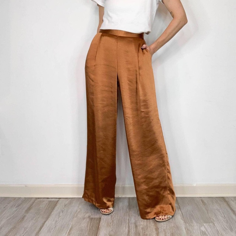 DREW Wide Leg Pants in Copper